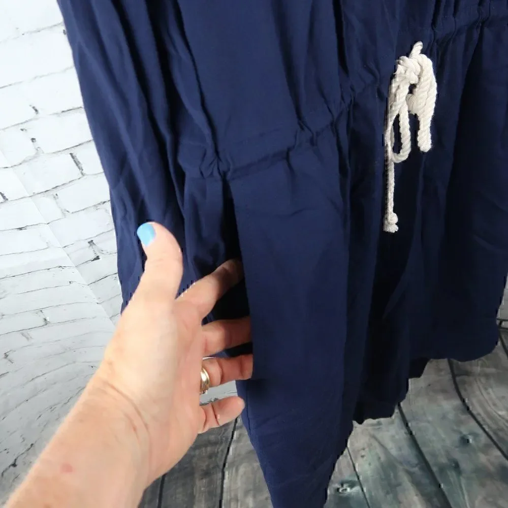 J. CREW BLUE LONG SLEEVE 1/2 BUTTON DOWN TIE WAIST MIDI DRESS SIZE MEDIUM
